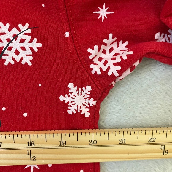Disney Mickey & Minnie Kissmas Sweatshirt Junior Size M Red Snowflake Holiday - Picture 7 of 10